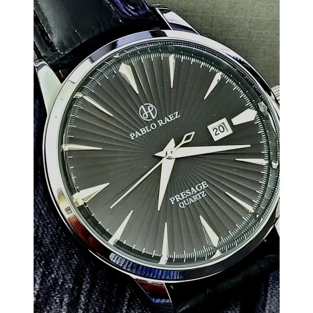 New Vintage Pablo Raez 40mm Mens Slv‎ Blk Blk Presage Watch